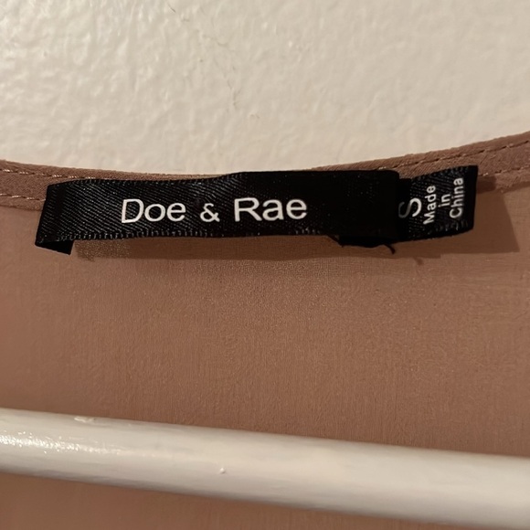 DOE & RAE Tan Sleeveless Dress with Slip on bottom half and floral pattern top - Picture 3 of 6